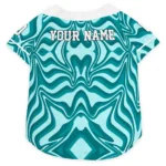 Custom Aqua Wavy Energy Dog Jersey - Personalized with Name and Number