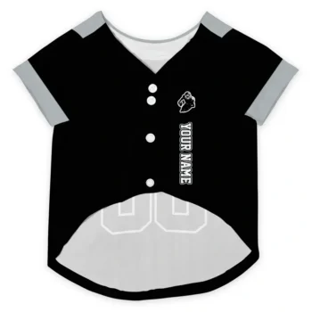 Custom Black and Gray Classic Style Dog Jersey - Personalized with Name and Number