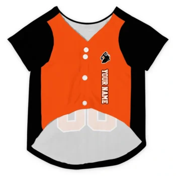 Custom Black and Orange Classic Style Dog Jersey - Personalized with Name and Number