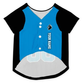 Custom Black and Sky Blue Classic Style Dog Jersey - Personalized with Name and Number