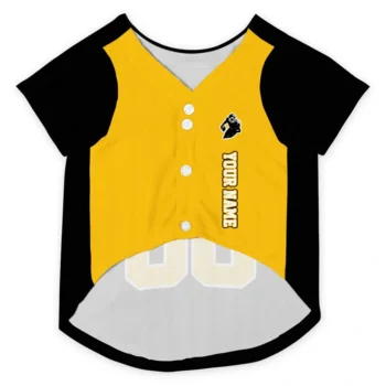 Custom Black and Yellow Classic Style Dog Jersey - Personalized with Name and Number
