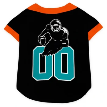 Custom Black, Aqua and Orange Classic Style Dog Jersey - Personalized with Name and Number