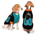 Custom Black, Aqua and Orange Classic Style Dog Jersey – Personalized with Name and Number