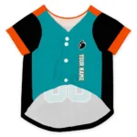 Custom Black, Aqua and Orange Classic Style Dog Jersey – Personalized with Name and Number
