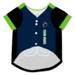 Custom Black, Blue and Hot Green Classic Style Dog Jersey – Personalized with Name and Number