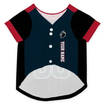 Custom Black, Blue and Red Classic Style Dog Jersey - Personalized with Name and Number