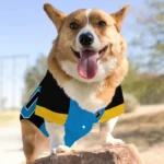 Custom Black, Blue and Yellow Classic Style Dog Jersey – Personalized with Name and Number