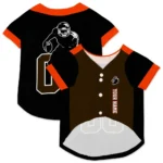 Custom Black, Brown and Orange Classic Style Dog Jersey – Personalized with Name and Number