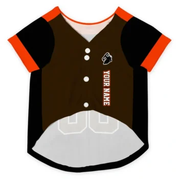 Custom Black, Brown and Orange Classic Style Dog Jersey - Personalized with Name and Number