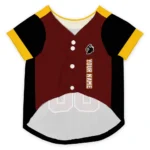 Custom Black, Burgundy and Yellow Classic Style Dog Jersey – Personalized with Name and Number