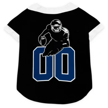 Custom Black, Navy Blue and White Classic Style Dog Jersey - Personalized with Name and Number