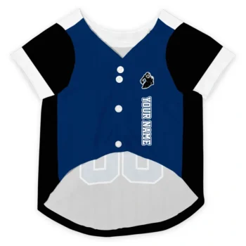 Custom Black, Navy Blue and White Classic Style Dog Jersey - Personalized with Name and Number