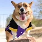 Custom Black, Purple and Yellow Classic Style Dog Jersey – Personalized with Name and Number