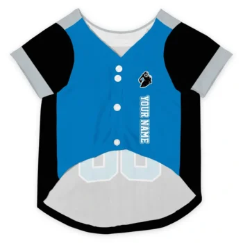 Custom Black, Sky Blue and Gray Classic Style Dog Jersey - Personalized with Name and Number