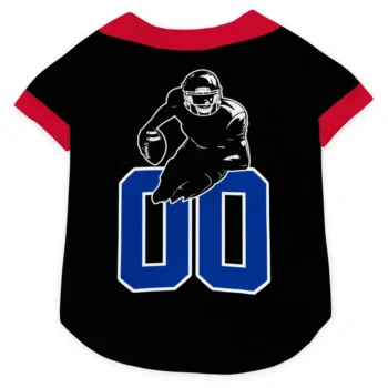 Custom Black, Vivid Blue and Red Classic Style Dog Jersey - Personalized with Name and Number
