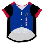 Custom Black, Vivid Blue and Red Classic Style Dog Jersey – Personalized with Name and Number