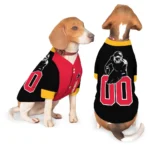 Custom Black, Vivid Red and Yellow Classic Style Dog Jersey – Personalized with Name and Number