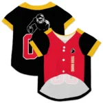 Custom Black, Vivid Red and Yellow Classic Style Dog Jersey – Personalized with Name and Number