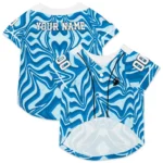 Custom Blue Wavy Energy Dog Jersey – Personalized with Name and Number