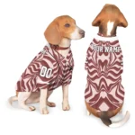Custom Burgundy Wavy Energy Dog Jersey – Personalized with Name and Number