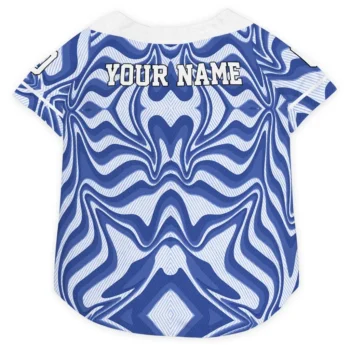 Custom Dark Royal Blue Wavy Energy Dog Jersey - Personalized with Name and Number