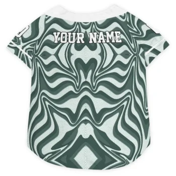 Custom Green Wavy Energy Dog Jersey - Personalized with Name and Number