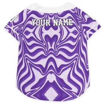 Custom Hot Purple Wavy Energy Dog Jersey - Personalized with Name and Number