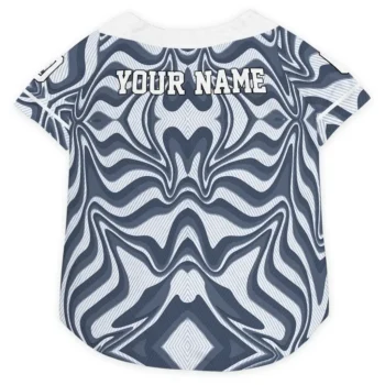 Custom Navy Blue Wavy Energy Dog Jersey - Personalized with Name and Number