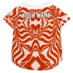 Custom Orange Wavy Energy Dog Jersey – Personalized with Name and Number