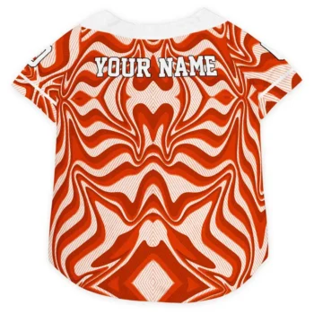 Custom Orange Wavy Energy Dog Jersey - Personalized with Name and Number