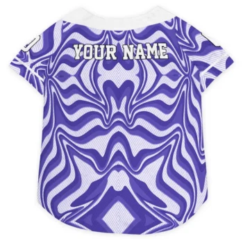 Custom Purple Wavy Energy Dog Jersey - Personalized with Name and Number