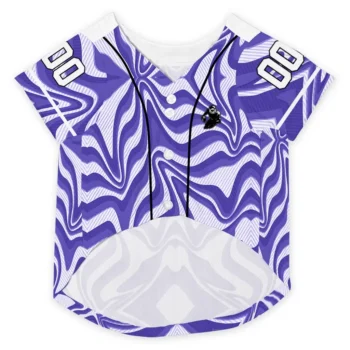 Custom Purple Wavy Energy Dog Jersey - Personalized with Name and Number