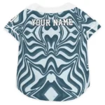 Custom Steel Blue Wavy Energy Dog Jersey - Personalized with Name and Number