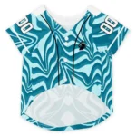 Custom Teal Wavy Energy Dog Jersey – Personalized with Name and Number