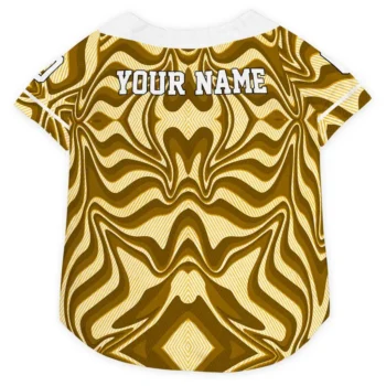 Custom Yellow Wavy Energy Dog Jersey - Personalized with Name and Number