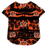 Cincinnati Football Style Dog Jersey - Palm Retro Black and Orange