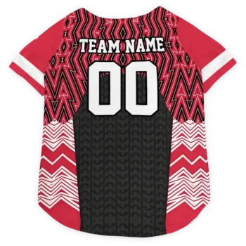 Custom Atlanta Football Style Dog Jersey - Chevron Zigzag Black and Red