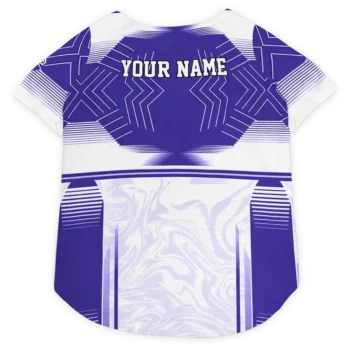 Custom Baltimore Football Style Dog Jersey - Hexagon Burst Purple and White