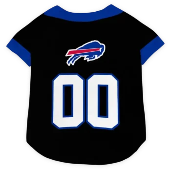 Custom Buffalo Football Style Dog Jersey - Tuxedo Print Black and Blue