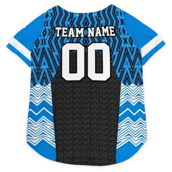 Custom Carolina Football Style Dog Jersey - Chevron Zigzag Black and Blue