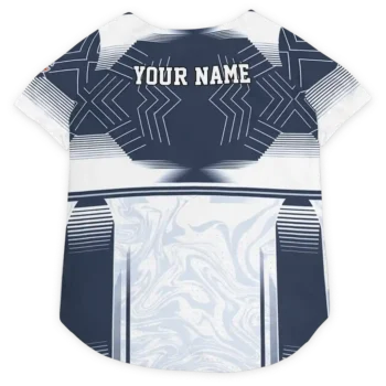 Custom Chicago Football Style Dog Jersey - Hexagon Burst Blue and White