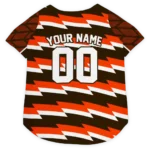 Custom Cleveland Football Style Dog Jersey - Bolt Rows Brown and White