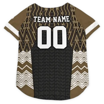 Custom Cleveland Football Style Dog Jersey - Chevron Zigzag Black and Brown
