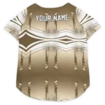 Custom Cleveland Football Style Dog Jersey - Geometric Burst Brown and White
