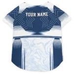 Custom Dallas Football Style Dog Jersey - Hexagon Burst Blue and White