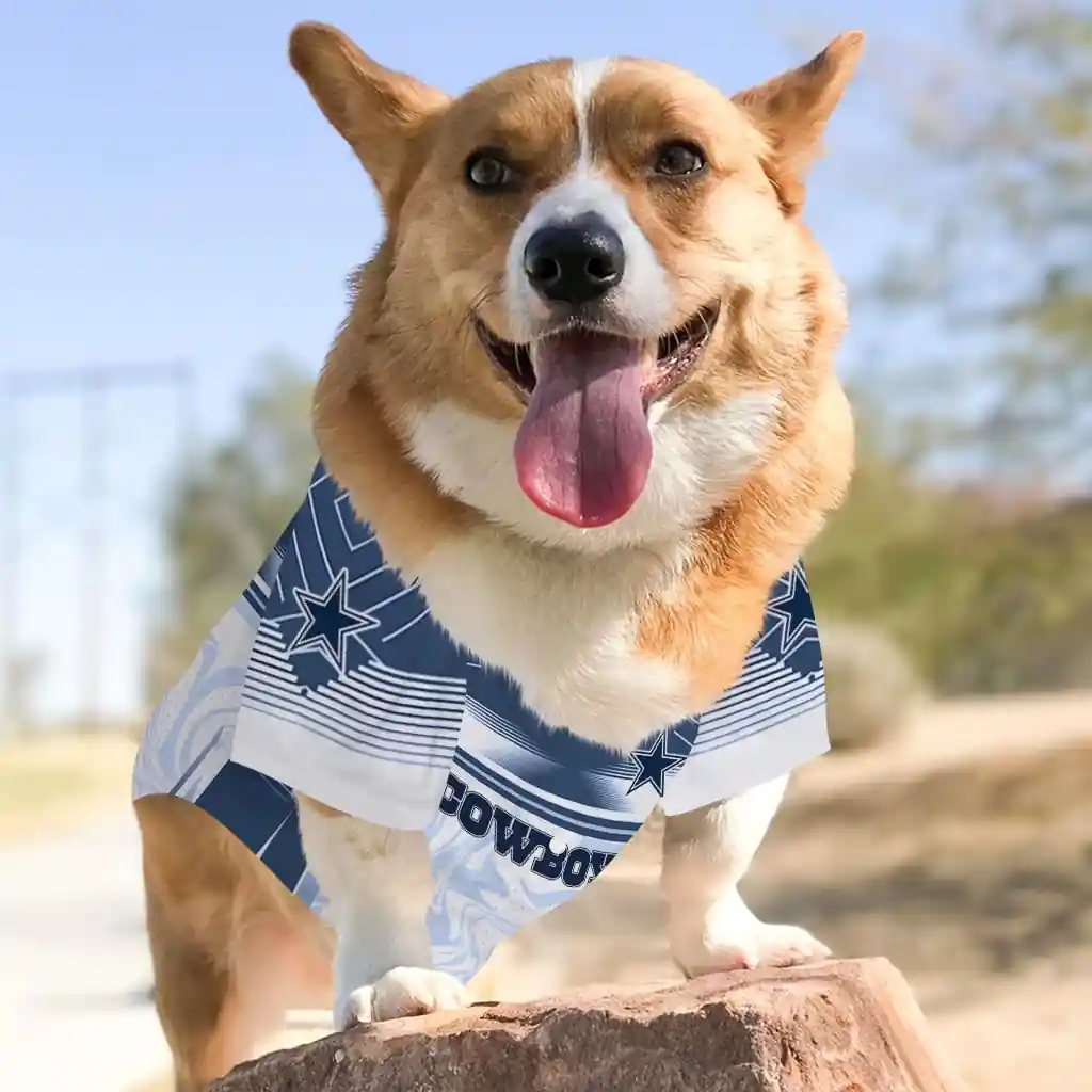 custom-dallas-cowboys-hexagon-burst-blue-white-pet-jersey-top-rated.webp