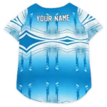 Custom Detroit Football Style Dog Jersey - Geometric Burst Blue and White