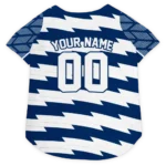 Custom Indianapolis Football Style Dog Jersey - Bolt Rows Blue and White