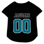 Custom Jacksonville Football Style Dog Jersey - Tail Hem Black and Teal