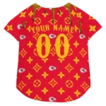 Custom Kansas City Football Style Dog Jersey - Monogram Classic Red